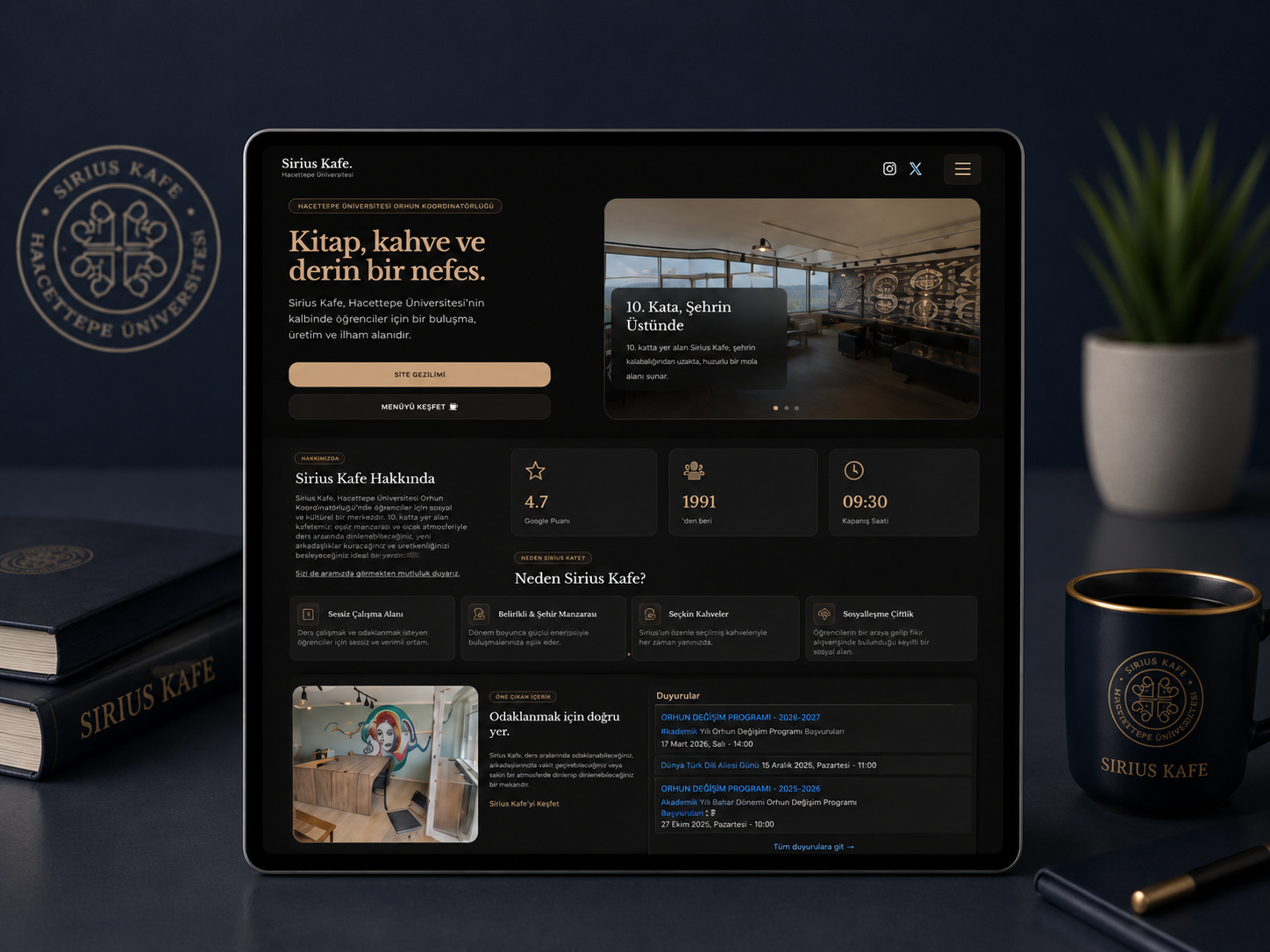 Sirius Kafe web sitesi önizleme